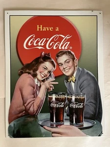 Letrero metálico Have A Coca Cola hombre cueva 16X13 - Imagen 1 de 2