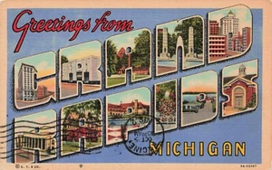 Large Letter Greetings form Grand Rapids, Michigan Vintage PC Posted 1959 - Picture 1 of 2
