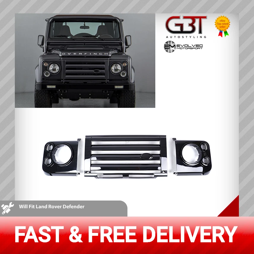 LAND ROVER DEFENDER FRONT SVX STYLE GRILLE/HEADLAMP SURROUND ORIGINAL LIGHTS - Image 1 of 4