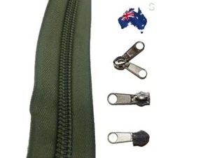 No 10 Khaki Heavy Duty Sewing on Tent, Bag Camping Continuous Zipper, Zip Meter - Foto 1 di 10