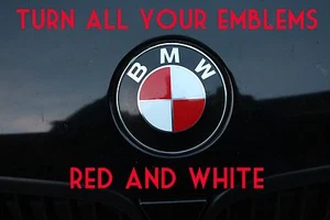 GIRA TU EMBLEMA ROJO Y BLANCO - BMW Color Emblema Superposición Redondel para BMW - Imagen 1 de 3