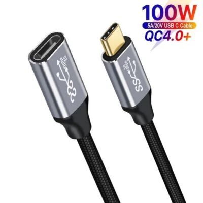 USB 3.1 Type-C Extension Cable USB-C Male to Female Charging 100W 4K 10Gbps Cord - Image 1 of 4