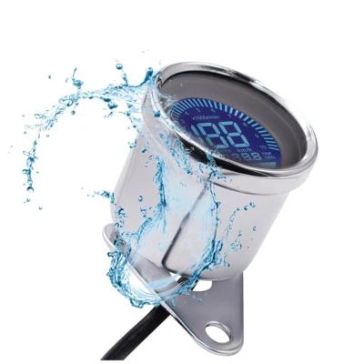 Waterproof Motorcycle Tachometer Speedometer Digital LED LCD Odometer Fuel Gauge - Image 1 of 4