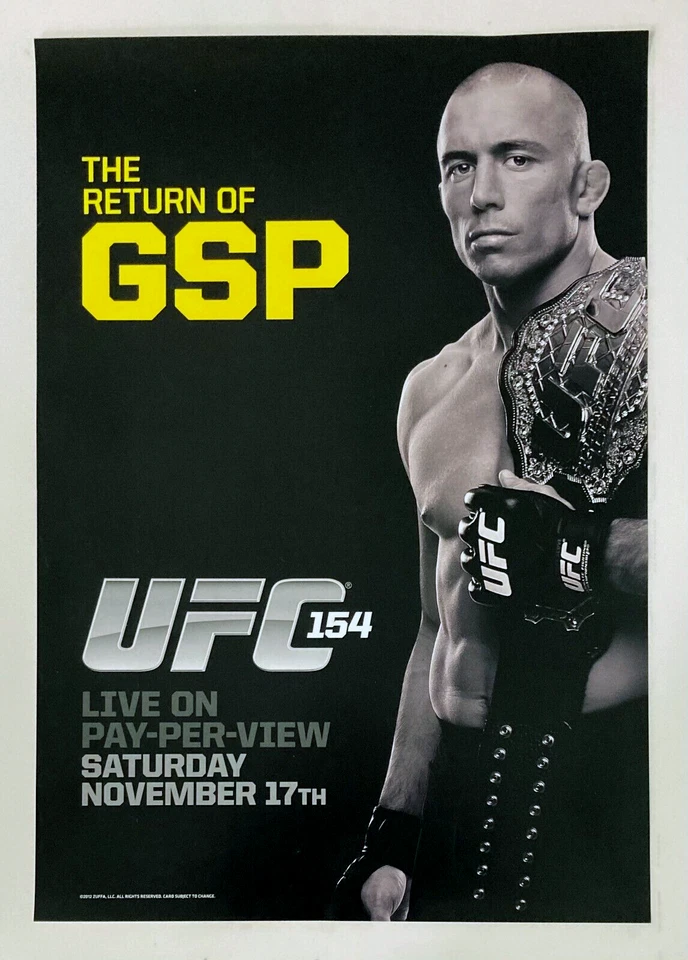 Póster UFC 154 The Return of GSP, sin firmar, 27x39, Montreal, Quebec Foto 1 de 1
