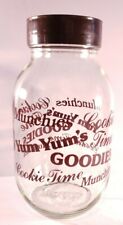 Vintage Carlton Glass 3L COOKIE / GOODIES / MUNCHIES Jar - Brown Lid Made in USA