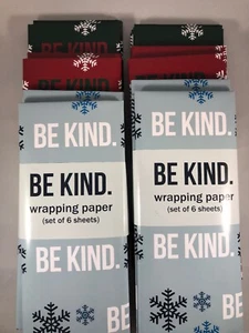 Be Kind Wrapping Paper 2019 Ellen "Be Kind Be Merry" Christmas NEW 12 Sheets - Picture 1 of 3