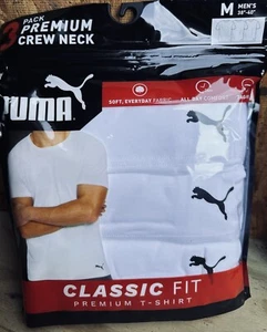 3 PACK PUMA Premium Soft Cotton White x 3 Crew Neck T Shirts Men's Sizes M - - Picture 1 of 2