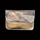 Vintage Metallic Gold Snakeskin Clutch Handbag Purse