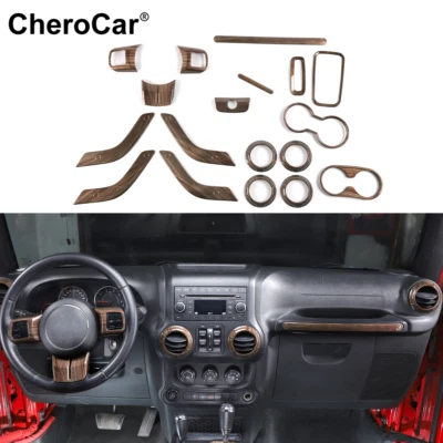 18Pcs Interior Dash & Door Decor Cover Trim Kit For 2011-17 Jeep Wrangler JK 4Dr Foto 1 de 4