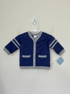 Small Wonders NEW Newborn Baby Blue Jersey Varsity Sweater Top ~ Size 0/3 Months - Picture 1 of 9