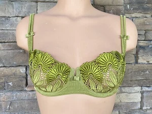 Aubade France All Lace See Thru 36 C Bra Embroidery  Underwire - Picture 1 of 5