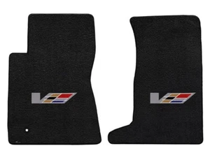 NEW! Black Floor Mats 2011 - 2015 Cadillac Coupe CTS V Series Flag logo Set of 2 - Picture 1 of 11