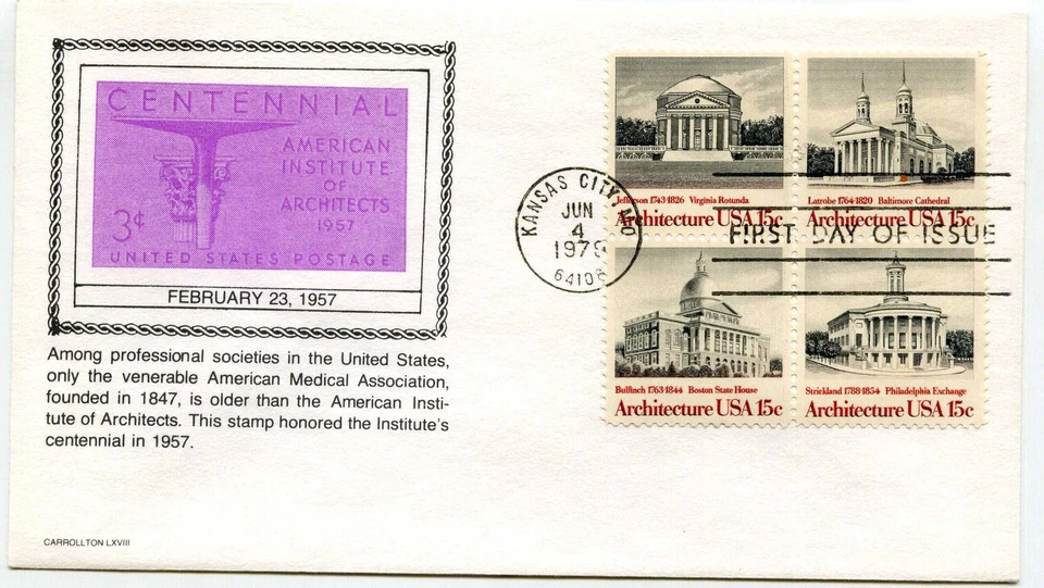 1779-82 Architecture 1979, block of 4, Carrollton, FDC - Image 1 of 1