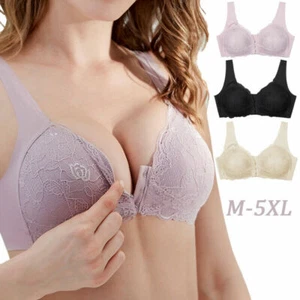 Women Lace Push Up Bra Seamless Front Closure Bralette Lingerie Underwear M-5XL - Picture 1 of 15