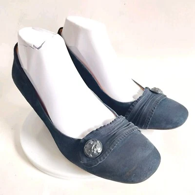 Naya Leather Daria Blue Suede Low Block Heel Round Toe Cottacore Shoes Size 8.5 - Image 1 of 4