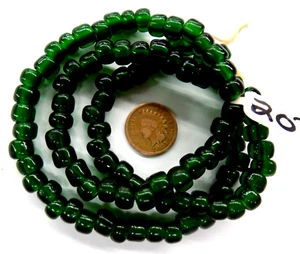 French Transparent Bottle Green Sm Crow Padre African Trade Bead 100 2837 - Picture 1 of 1