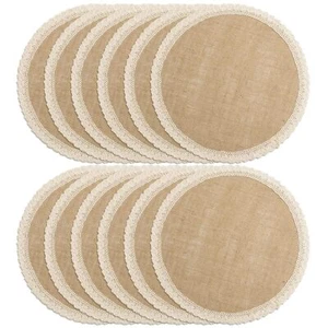 Burlap Round Braided Placemats Set of 12 for Dining Tables 15 Inch Heat Resis... - Picture 1 of 6