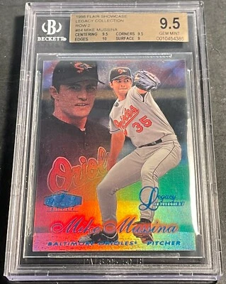 1998 MIKE MUSSINA FLAIR SHOWCASE #84 LEGACY COLLECTION ROW 2 /100 BGS 9.5 POP 1  - Image 1 of 2