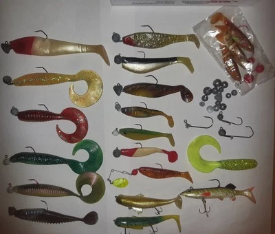Twister Gummi Fisch Blei Kopf Jig Haken Set Konvolut - Bild 1 von 3