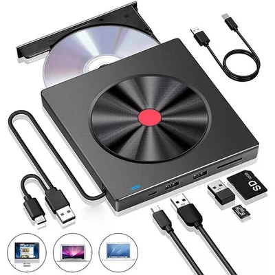 5 in1 Externes CD DVD Laufwerk USB 3.0 CD DVD +/-RW ROM Brenner mit SD/TF Slot - Bild 1 von 4