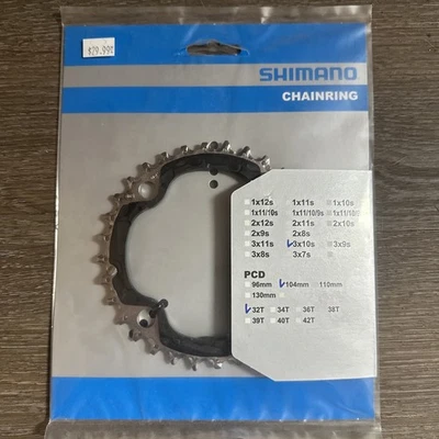 Shimano SLX FC-M670 32T Middle Chainring 104mm 4-Bolt BCD Triple 3x10speed - Image 1 of 4