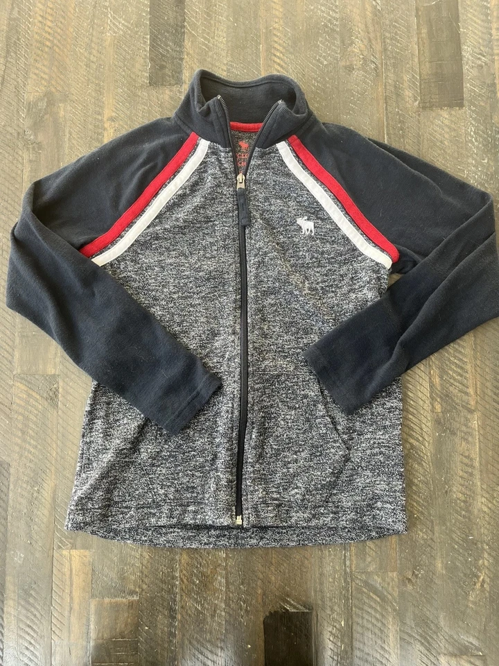 Abercrombie Niños Cremallera Completa Tejido Suéter Chaqueta Gris Rojo Juvenil 11/12 Cremallera Foto 1 de 4