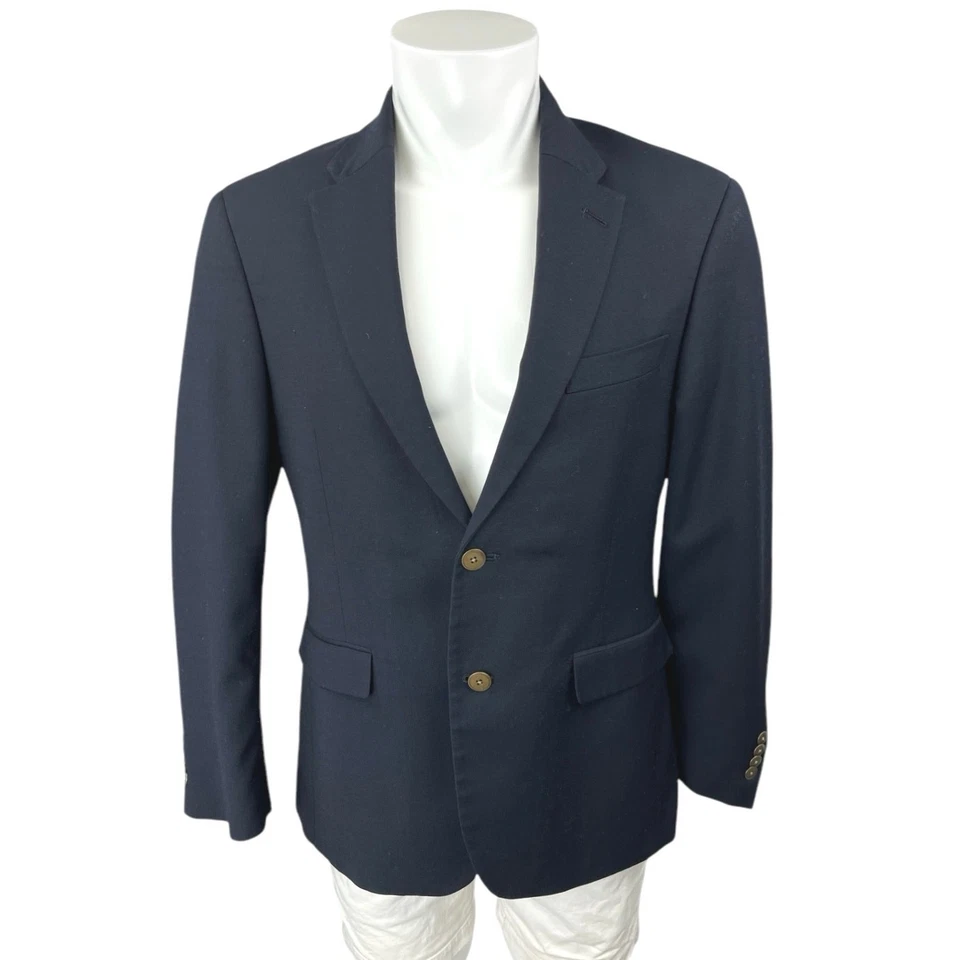 Tommy Hilfiger Hombre Azul Marino Lana Dos Botones Traje Blazer Abrigo Chaqueta Talla 38 Foto 1 de 4