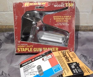 T50 Tacker, neu andere 3/8 Zoll, Stahl chrom im Karton mit vielen Tackern - Bild 1 von 7