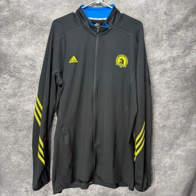 Adidas Boston Marathon 2013 Black Yellow Track Jacket Mens XL ClimaLite - Image 1 of 4