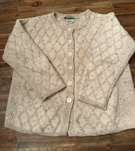 Arancrafts Made In Ireland Lds Merino Wool Button Up Sweater Sz XS Fits Med - Picture 1 of 10