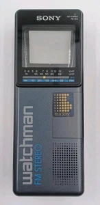 Sony Flat Black/White Handheld TV-FM Stereo Receiver FD-35A For Parts Or Repair - Picture 1 of 7