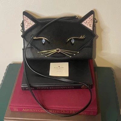 Bolso Bandolera Kate Spade Nuevo sin Etiquetas Jazz Things Up Cat Cali Negro Raro Novedad Foto 1 de 4