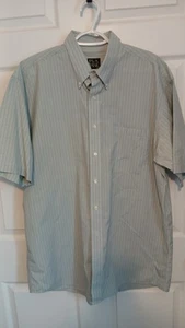 Jos. A. Bank Travelers Collection Cotton Shirt Green/Blue Plaid Size Large SS - Picture 1 of 7