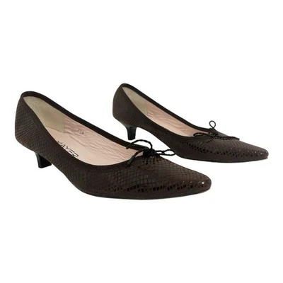 Zapatos de Tacón Paul Mayer Attitudes Gatito Talla 7.5 Marrón Piel de Serpiente Charol Foto 1 de 4