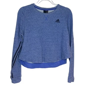 Adidas Mujer Pequeña Deportiva 2 Calle Recortada Sudadera Top Azul Manga Larga - Imagen 1 de 9