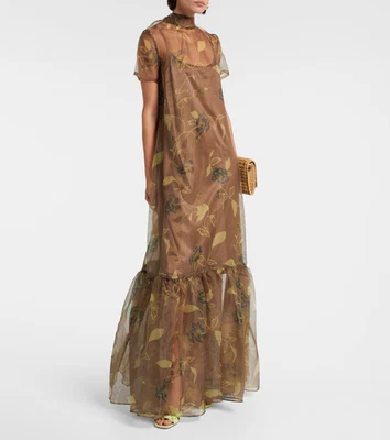 NUEVO $495 STAUD Calluna Floral Cuello Corbata Organza en Niveles Maxi Vestido L Foto 1 de 4