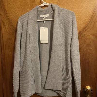Cárdigan abierto gris Verve Ami' para mujer con detalles acanalados talla S nuevo con etiquetas Foto 1 de 4