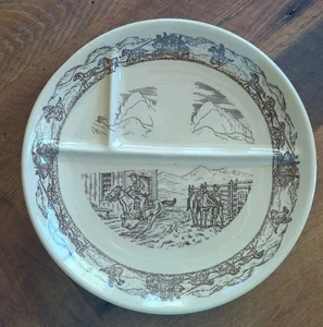 Vintage Tepco Western Traveler geteilt 10,5" Platte * versetzte Fächer - Bild 1 von 5