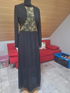 Langes Abendkleid mit Bolero Jacke / Schwarz/Gold / Größe M - Bild 1 von 3
