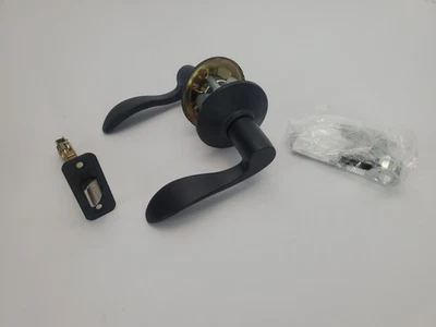 Schlage Accent Matte Black Passage Hall/Closet Non Locking Door Lock Handle - Image 1 of 4