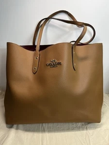 Coach Leather Lager Town Tote Coral - Picture 1 of 23