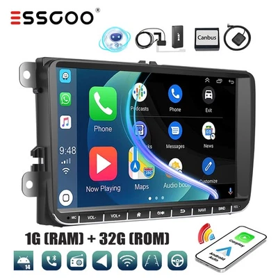 DAB+ Carplay 9" Android 14 Autoradio GPS BT Für VW GOLF MK5 6 Tiguan Touran Polo - Bild 1 von 4