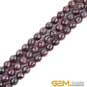 Natural Dark Red Garnet Gemstone Faceted Round Beads For Jewelry Making 15" YB - Picture 1 of 58