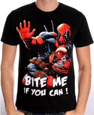 T-shirt Deadpool Bite me if you can! Marvel maglia Uomo ufficiale - Imagen 1 de 3