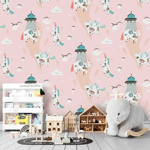 3D Unicorn Spaceship Kids Pattern Self-adhesive Removeable Wallpaper Wall Mural - Picture 1 of 9