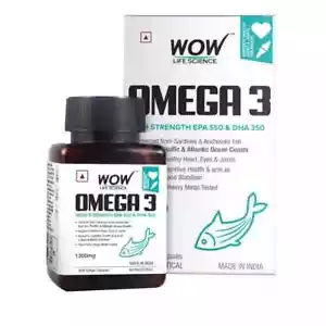 Wow Life Science Omega 3 Olio di Pesce 1300mg Tripla 3X Forza 60 Capsule Spedizione Gratuita - Foto 1 di 9