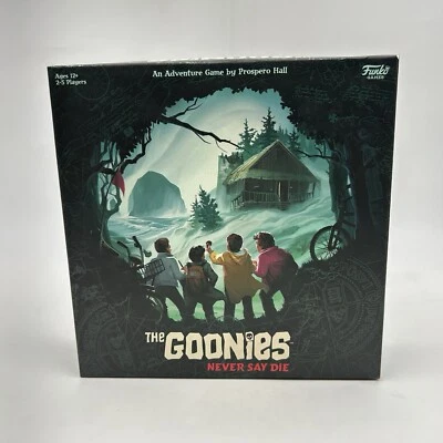 THE GOONIES NEVER SAY DIE BOARD GAME FUNKO GAMES-8 MINIATURES Complete Dmg Box - Image 1 of 4