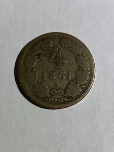 1861 A - 4 Kreuzer - Austro-Hungarian Empire - Franz Joseph. Nice old coin!!! - Bild 1 von 2