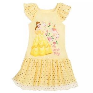 Disney Store Belle Deluxe Girl's Nightshirt Gown Beauty & Beast Pajamas Dress  - Picture 1 of 2