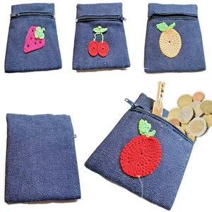 Portafoglio donna porta carte di credito portamonete piccolo slim di jeans blu - Foto 1 di 9